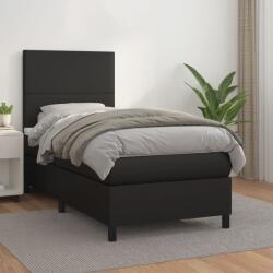 vidaXL fekete műbőr rugós ágy matraccal 100 x 200 cm (3142707) - vidaxl