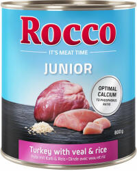 Rocco Rocco Pachet economic Junior 24 x 800 g - Curcan cu inimă de vițel & orez
