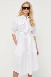 PINKO rochie din bumbac culoarea alb, midi, evazati PPYX-SUD1H8_00X