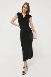 Patrizia Pepe rochie culoarea negru, midi, drept PPYX-SUD2GW_99X