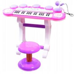 Malplay Instrument muzical Malplay Orga electronica - Pian cu MP3, cu lumini si sunete, cu microfon si scaunel roz (5906190290236)
