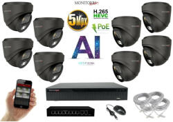  MS - AI IP Dóm kamerarendszer 8 kamerával switchel 5 Mpix GD - 6371K8B