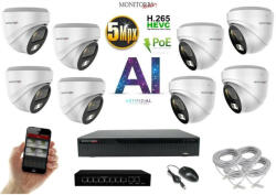  MS - AI IP Dóm kamerarendszer 8 kamerával switchel 5 Mpix WD - 6370K8B