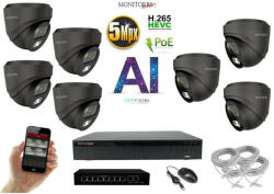  MS - AI IP Dóm kamerarendszer 7 kamerával switchel 5 Mpix GD - 6371K7B