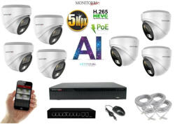  MS - AI IP Dóm kamerarendszer 7 kamerával switchel 5 Mpix WD - 6370K7B