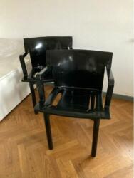 Vintage Kartell fekete műanyag karfás szék szett, 2 db, (K4870), tervező: Anna Castelli Ferrieri, B. kategória
