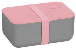 PASO uzsonnás doboz szürke-rózsaszín - gumipántos (BU23-3033C)