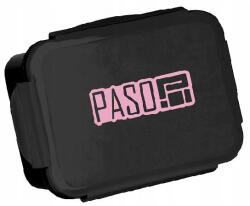 PASO csatos uzsonnás doboz - fekete rózsaszín felirattal (PP22RO-3036)
