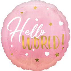 Amscan Балон от фолио - Hello World розов, кръгъл