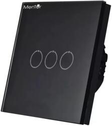 Mentor Intrerupator touch triplu Smart wireless Mentor ES045 WiFi 3x600W 10A cu NUL negru
