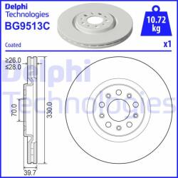 DELPHI Disc frana DELPHI BG9513C (BG9513C) - automobilus