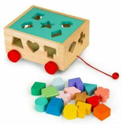 Eco Toys Carucior educational cu blocuri din lemn Ecotoys HM015197 (EDIHM015197) - babyneeds