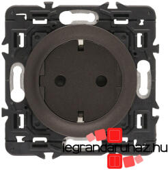 Legrand Céliane 2P+F csatlakozóaljzat, falsíkba illeszkedő, grafit betéttárcsával, biztonsági zsaluval, rugós bekötéssel, Legrand CG067168-CS (CG067168-CS)