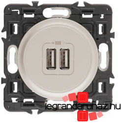 Legrand Céliane kettős USB-A töltőaljzat, beépített tápegységgel - 5 V - 2400 mA, burkolattal, titánium CT067462-CS (CT067462-CS)