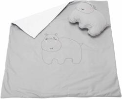 SomnArt Set paturica 100x110 cm brodata + perna Hipopotam Relax KipRoom Lenjerii de pat bebelusi‎, patura bebelusi