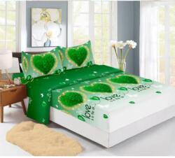 SomnArt Husa de pat Finet + 2 fete de perna, pentru saltea de 160x200 cm, inimi verzi ? ? ? ? Relax KipRoom Lenjerie de pat