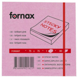 Fornax Jegyzettömb öntapadó, 75x75mm, 80lap, Fornax neon rózsaszín 2 db/csomag (A-05565432)