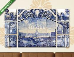 Többrészes Vászonkép, Premium Kollekció: Azulejo Portugál tradicionális csempe(135x80 cm, W01)