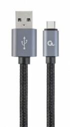 Gembird USB-A - Type-C harisnyázott kábel 1.8m fekete-szürke (CCB-mUSB2B-AMCM-6)
