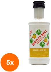 Whitley Neill Set 5 x Gin cu Mango si Lime, Whitley Neill 43% Alcool, Miniatura, 0.05 l