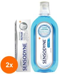 Sensodyne Set 2 x Pachet Promo Sensodyne: Pasta de Dinti Repair and Protect Whitening, 75 ml + Apa de Gura Cool Mint, 500 ml