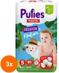pufies Set 3 x 40 Scutece-Chilotel Pufies Pants Fashion and Nature, 5 Junior, 12-17 kg (ROC-3xFIMPFSC146)