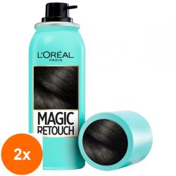 L'Oréal Set 2 x Spray Instant L'Oreal Paris Magic Retouch pentru Camuflarea Radacinilor Crescute, 1 Negru, 75 ml