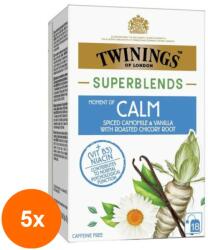 TWININGS Set 5 x Ceai Twinings Superblends Moment of Calm cu Vanilie si Musetel, 18 x 1.5 g