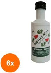 Whitley Neill Set 6 x Gin cu Pepene si Kiwi, Whitley Neill 43% Alcool, Miniatura, 0.05 l