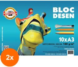 KOH-I-NOOR Set 2 x Bloc Desen, A3, 180gr/mp, 10 Coli, Koh-I-Noor, Girafa (HOK-2xKH-K99200A3006)