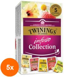TWININGS Set 5 x Ceai Twinings - Infuzie Mix 5 Gusturi Fructe si Plante, 20 Pliculete, 36 g