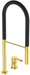 Ideal Standard Baterie bucatarie cu pipa flexibila Ideal Standard Gusto 142 auriu - negru semi-profesionala (BD425A2) - neakaisa