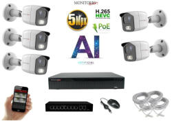  MS - AI IP kamerarendszer 5 kamerával switchel 5 Mpix WT - 6372K5B