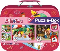 Schmidt Spiele - Puzzle 4v1 Bibi a Tina v plechovom kufríku - 100 piese