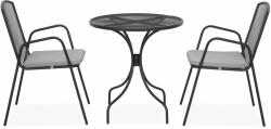 Maison Mex Set 2 scaune cu spatar mediu si masa rotunda BERLIN H. 72 D. 70 negru/gri (TPW69001RDSET2)