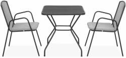 Maison Mex Set 2 scaune spatar mediu si masa patrata BERLIN L. 70 l. 70 H. 72 negru/gri (TPW69001SQSET2)