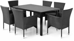 Maison Mex Set masa dreptunghiulara mica si 6 scaune ENCORE negru/gri (TPW517802SET2)