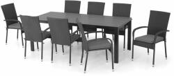 Maison Mex Set 8 scaune si masa dreptunghiulara mare PRESLEY/ENCORE negru (TPW51007000)
