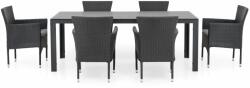 Maison Mex Set 6 scaune si masa dreptunghiulara mare ENCORE L. 205 l. 90 H. 74 negru/gri (TPW517801SET2)