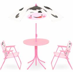 Maison Mex Set 2 scaune, masuta si umbrela copii COW roz (MEX027)