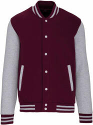 Kariban Uniszex pulóver Kariban KA497 Teddy Fleece Jacket -XS, Wine/Oxford Grey