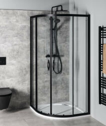 SAPHO Sigma Simply íves zuhanykabin transzparent üveggel 90x90 cm, matt fekete GS5590B (GS5590B)