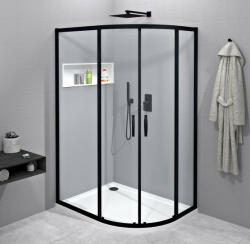 SAPHO Sigma Simply íves zuhanykabin transzparent üveggel 100x80 cm, matt fekete GS1080B (GS1080B)