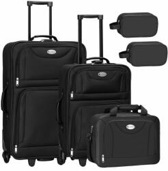 Juskys - Hohenwestedt 5 darabos textilbőrönd készlet 2 bőrönddel, válltáskával és 2 kozmetikai táskával - fekete