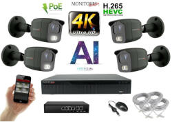  MS - 4K AI IP kamerarendszer 4 kamerával switchel 8 Mpix GT - 6379K4B