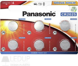 Panasonic CR2025 3V lítium gombelem 6db/csomag (CR2025L-6BP) - ledup