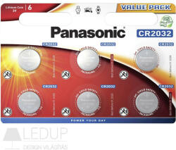 Panasonic CR2032 3V lítium gombelem 6db/csomag (CR2032L-6BP) - ledup