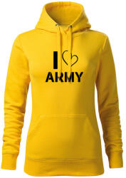 DRAGOWA дамски суитшърт с качулка, I Love Army, жълт, 320г/м2 (5979)
