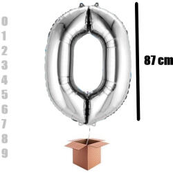 Balloons4party Balon folie cifra argintiu umflat cu heliu 87cm