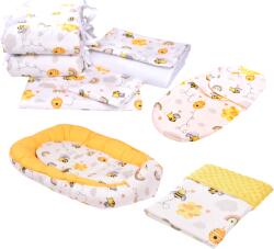 Confort Family Set complet 10 piese lenjerie aparatori babynest paturica model albinute patut 120x60 cm Lenjerii de pat bebelusi‎, patura bebelusi